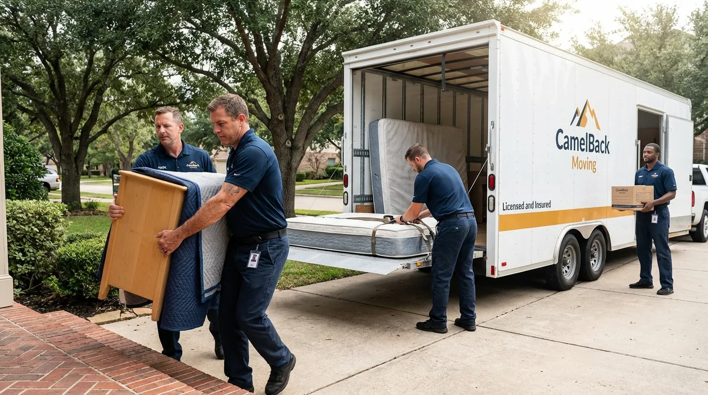Crew loading residential truck for cross-state move from Kalama, WA