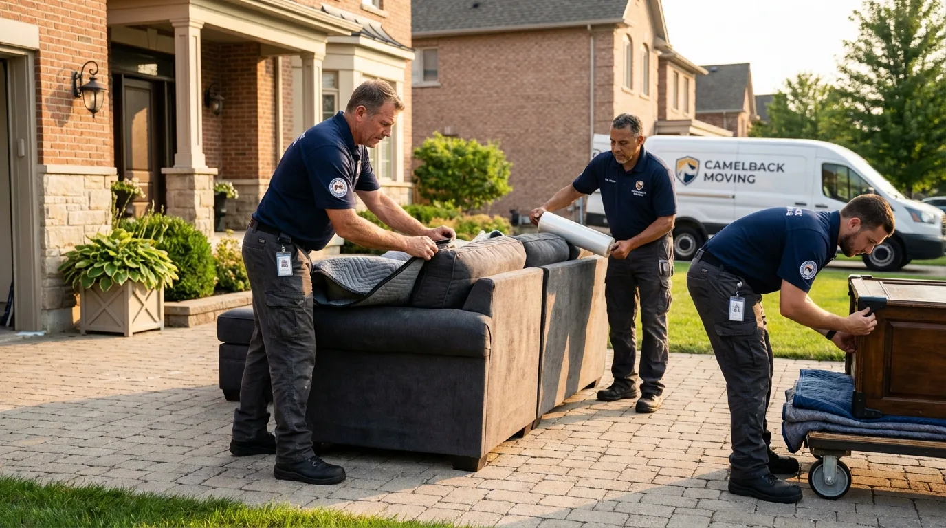 Large estate moving crew wrapping furniture in Kalama, WA