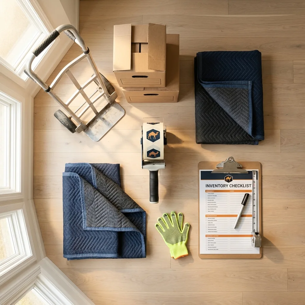 Professional moving supplies and packing materials layout for Kalama residential relocations