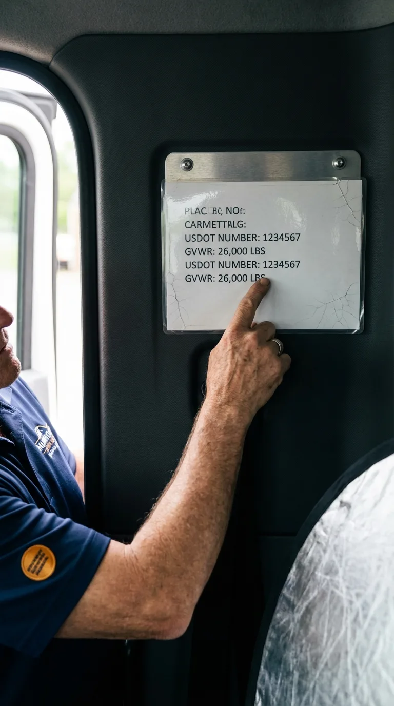USDOT licensing placard verification in Kalama
